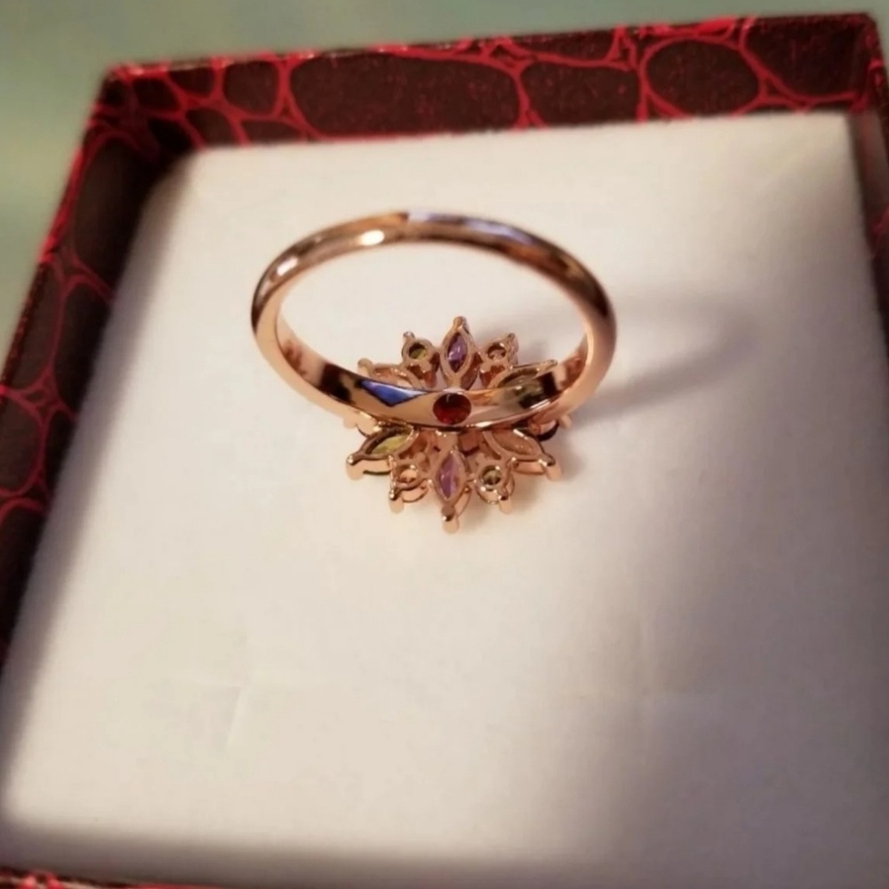 Rose Gold Rainbow Flower Ring - Picture 3 of 5